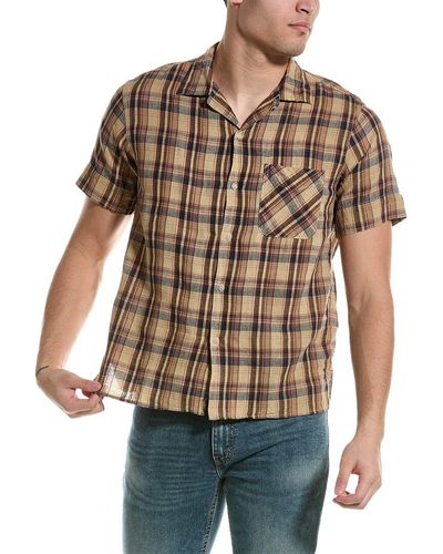 Save Khaki Madras Linen-blend Vacation Shirt - Brown