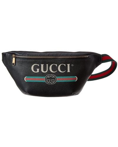 Gucci Logo Print Leather Belt Bag - Black