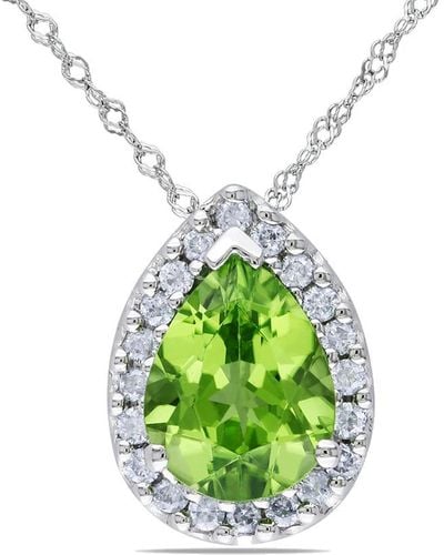Rina Limor 14k 1.84 Ct. Tw. Diamond & Peridot Pendant Necklace - Green
