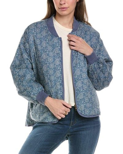 The Great The Reversible Quilted Bomber Jacket - Blue