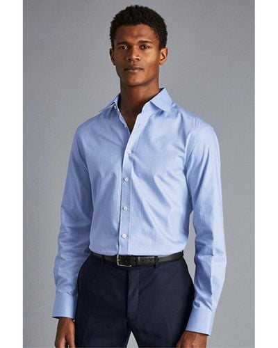 Charles Tyrwhitt Slim Fit Egyptian Herringbone Shirt - Blue