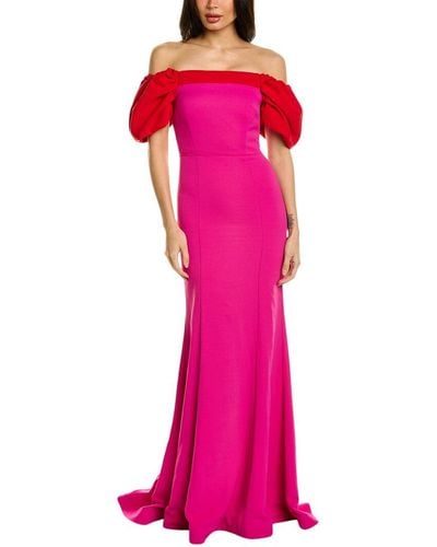 Zac Posen Two-tone Off-shoulder Gown - Pink