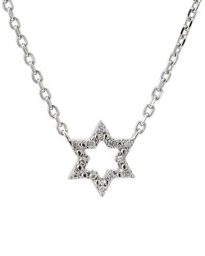 Diamond Select Cuts Silver 0.05 Ct. Tw. Diamond Star Of David Necklace - Metallic