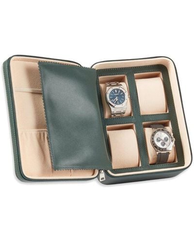 Bey-berk Drake Leather Four-watch & Accessory Travel Case - Blue