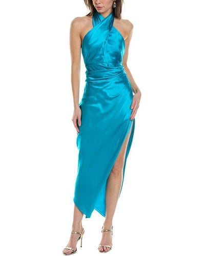 The Sei Halter Silk Maxi Dress - Blue