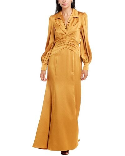 THEIA Darlene Long Sleeve Gown - Yellow