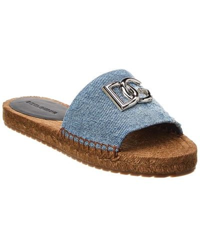 Dolce & Gabbana Dg Logo Denim Espadrille Sandal - Blue