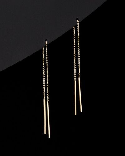 Italian Gold 14k Bar Threader Earrings - Black