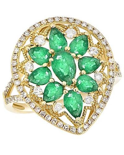 Diana M. Jewels Fine Jewellery 14k 2.04 Ct. Tw. Diamond & Emerald Ring - Green