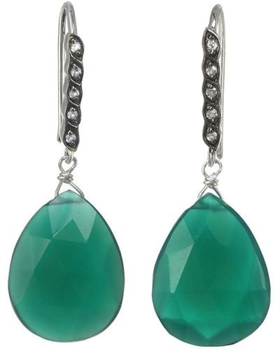 Margo Morrison New York Silver Gemstone Drop Earrings - Green