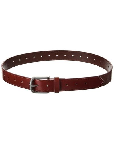 Brass Mark Stitched Leather Casual Belt - Brown