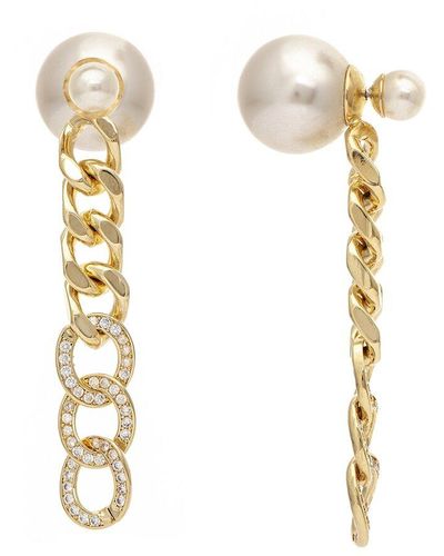 Rivka Friedman 18k Plated 7.2mm-16mm Pearl Earrings - Metallic