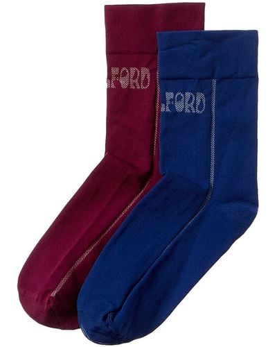 Wolford 2pk Happy Logo Socks - Blue