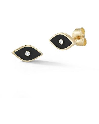 Ember Fine Jewelry 14k 0.02 Ct. Tw. Diamond Evil Eye Earrings - Metallic