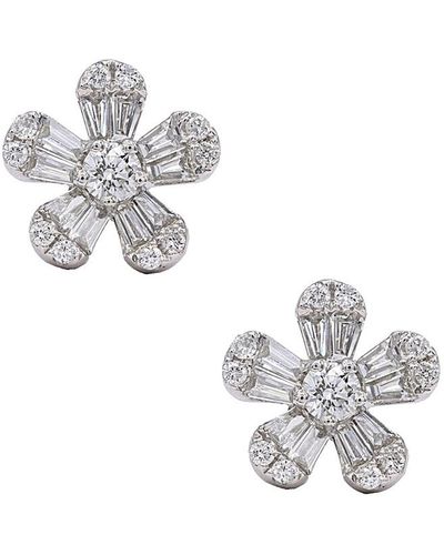 Diana M. Jewels Fine Jewelry 14k 0.77 Ct. Tw. Diamond Flower Earrings - Metallic