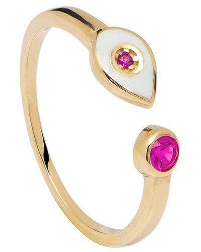 Gabi Rielle Love Is Declared 14k Over Silver Ruby Crystal Adjustable Ring - White
