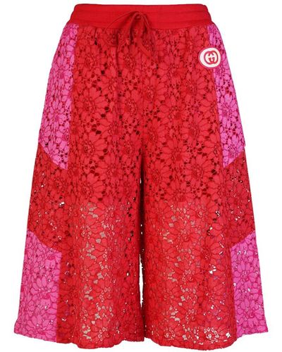 Gucci Lace & Intarsia Pant - Red
