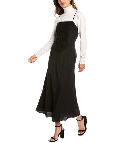 Rebecca Taylor Patchwork Lace Silk Maxi Dress - Black