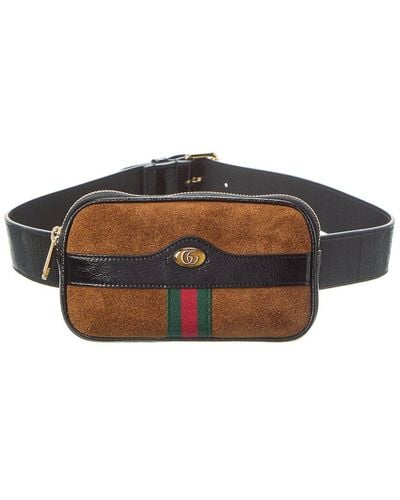 Gucci Ophidia GG Suede & Leather Belt Bag - Brown