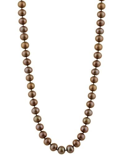 Splendid Plated 8-8.5mm Pearl Necklace - Metallic