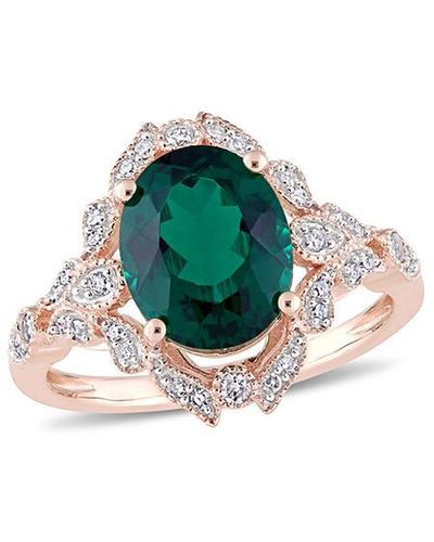 Rina Limor 10k Rose Gold 3.50 Ct. Tw. Diamond & Emerald Ring - Multicolor
