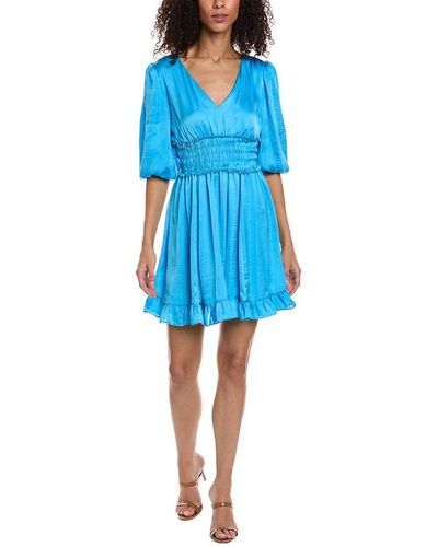 Taylor Rumple Satin Mini Dress - Blue