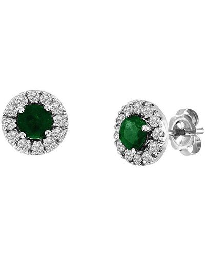 Diana M. Jewels Fine Jewelry 14k 0.88 Ct. Tw. Diamond & Sapphire Halo Earrings - Green