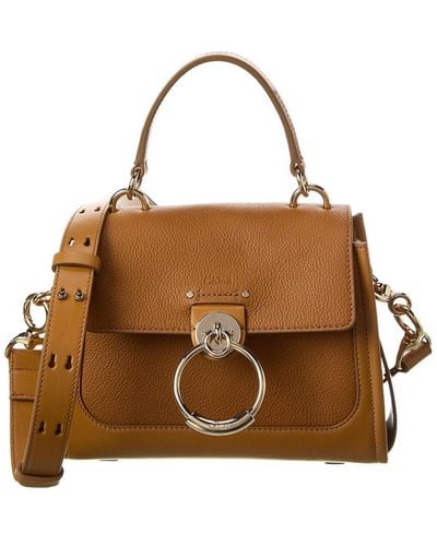 Chloé Tess Day Mini Leather Shoulder Bag - Brown