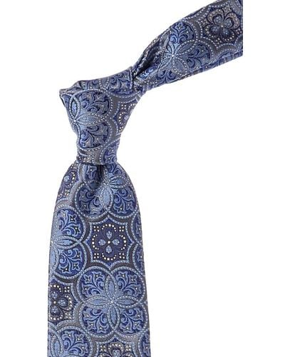 Canali Silver & Blue Silk Tie