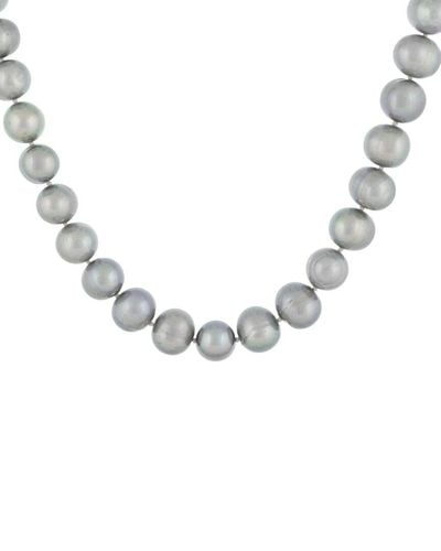 Splendid Rhodium Plated 12-13mm Pearl Necklace - Metallic