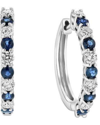 Diana M. Jewels Fine Jewellery 14k 1.35 Ct. Tw. Diamond & Sapphire Hoops - Blue
