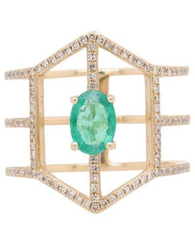 Diana M. Jewels Fine Jewelry 14k 1.03 Ct. Tw. Diamond & Emerald Half-eternity Ring - White