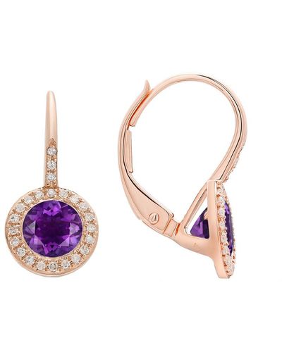 Diana M. Jewels Fine Jewelry 14k Rose Gold 1.38 Ct. Tw. Diamond & Amethyst Earrings - Multicolor