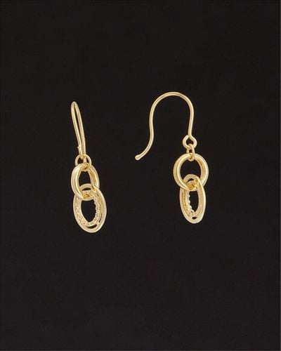 Italian Gold 14k Interlocking Circle Dangle Earrings - Black