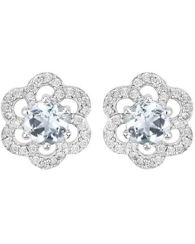 Diana M. Jewels Fine Jewelry 14k 0.60 Ct. Tw. Diamond & Aquamarine Studs - White