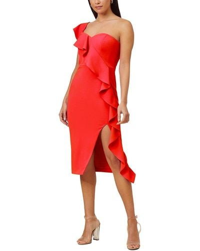Aidan Mattox Knit Crepe Cocktail Dress - Red