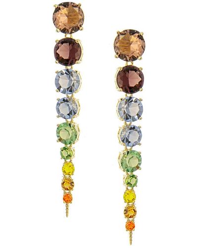 Rivka Friedman 18k Plated Crystal Dangle Earrings - Metallic