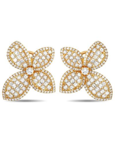 Diamond Select Cuts 18k 4.01 Ct. Tw. Diamond Flower Earrings - Metallic