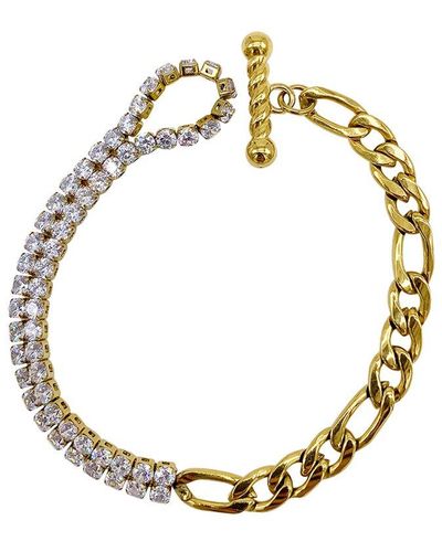 Adornia 14k Plated Crystal Half & Half Bracelet - Metallic