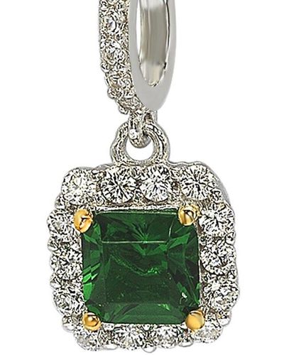 Suzy Levian Silver Cz Pendant Necklace - Green