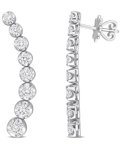 Rina Limor 14k 2.49 Ct. Tw. Diamond Curved Line Earrings - White