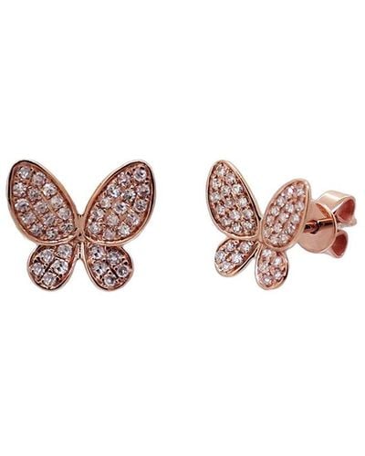 Sabrina Designs 14k Rose Gold 0.20 Ct. Tw. Diamond Butterfly Earrings - Pink