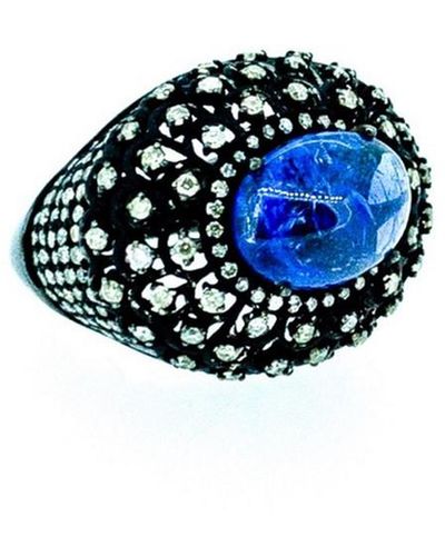 Arthur Marder Fine Jewelry Silver 2.35 Ct. Tw. Diamond & Tanzanite Ring - Blue