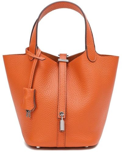 Tiffany & Fred Paris Full-grain Leather Top Handle Bag - Orange