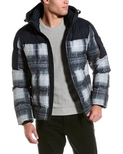 Point Zero Quilted Big Check Print Puffer Jacket - Grey