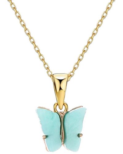 Liv Oliver 18k Plated Carved Butterfly Necklace - Metallic