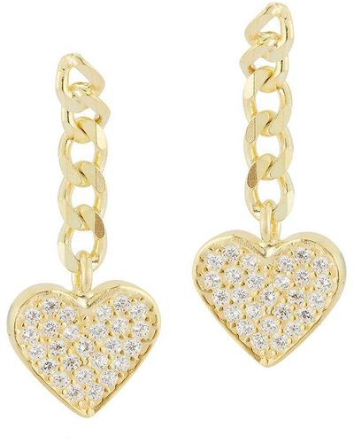 Glaze Jewelry 14k Over Silver Cz Heart Earrings - Metallic