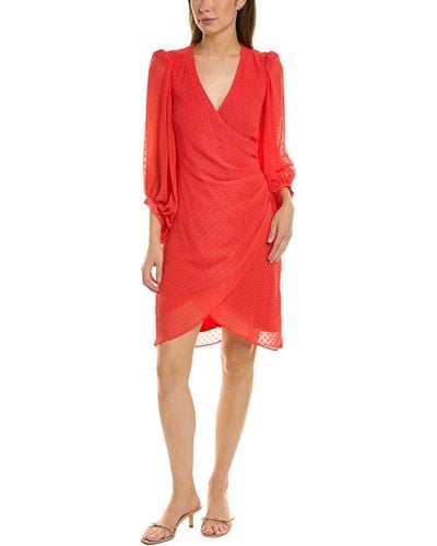 Donna Ricco Clip Dot Faux Wrap Dress - Red