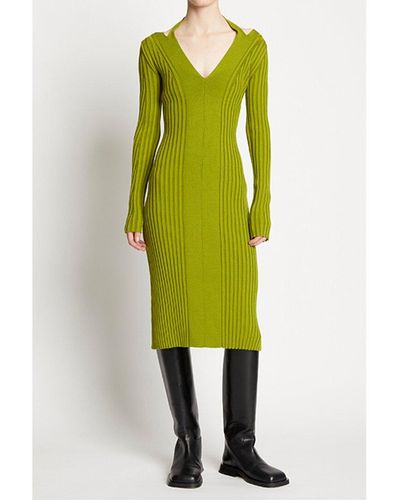 Proenza Schouler Knit Halter Wool-blend Dress - Green