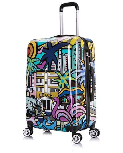 InUSA Miami Print Lightweight Hardside Luggage 24in - White
